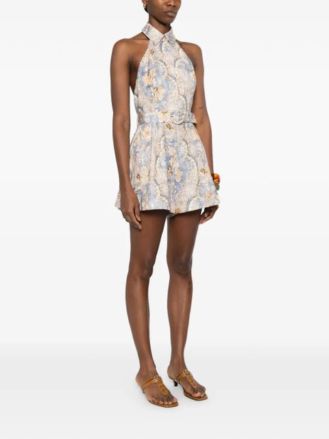 ZIMMERMANN floral belted playsuit - Blue