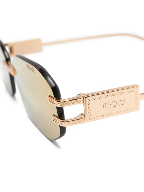 Versace Eyewear Damier-plaque sunglasses - Gold