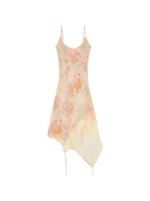 Diesel floral-print lace-trim midi dress - Yellow - zdjęcie produktu nr 1