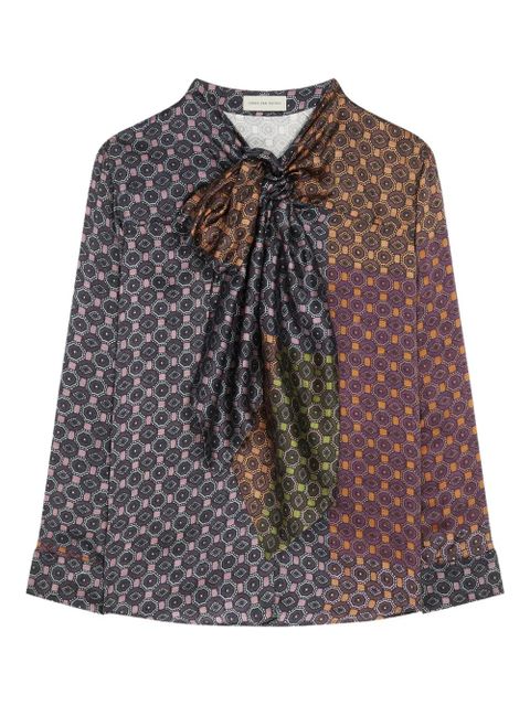 DRIES VAN NOTEN patterned pussy-bow blouse - Blue - zdjęcie produktu nr 1