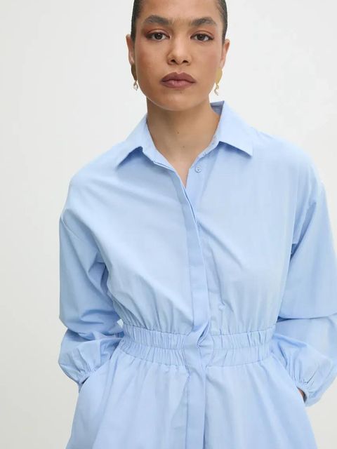 Answear.LAB sukienka kolor niebieski midi rozkloszowana