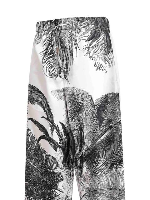 The Attico feather-print palazzo pants - White