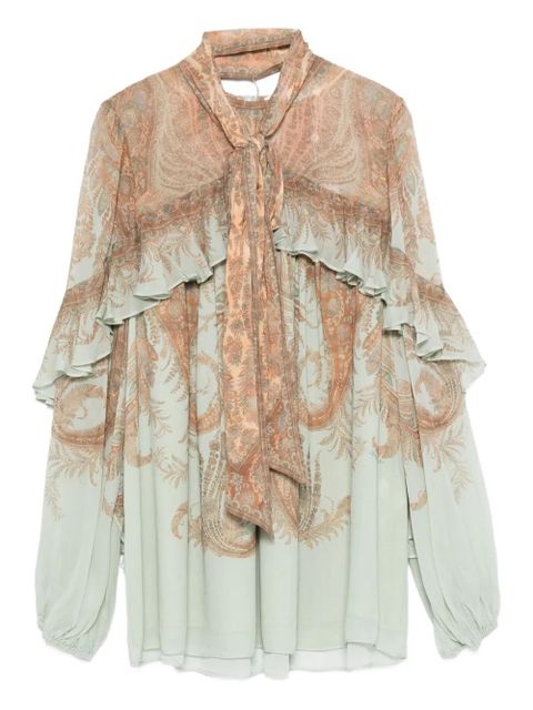 ZIMMERMANN paisley-print ruffled-detail blouse - Blue - zdjęcie produktu nr 1