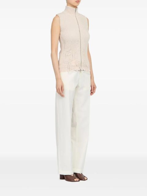 MM6 Maison Margiela zip-up distressed knitted vest - Pink