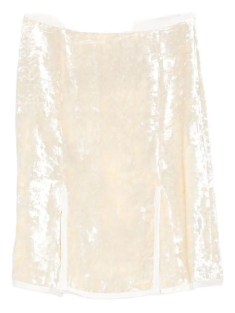 Jil Sander velvet-finish midi skirt - Neutrals