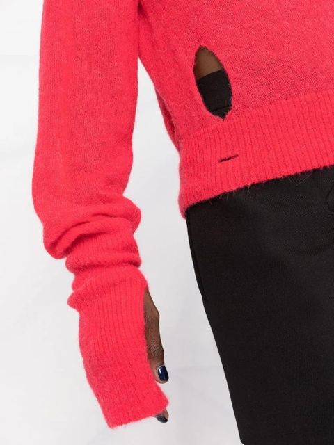 MM6 Maison Margiela distressed high-neck jumper - Pink