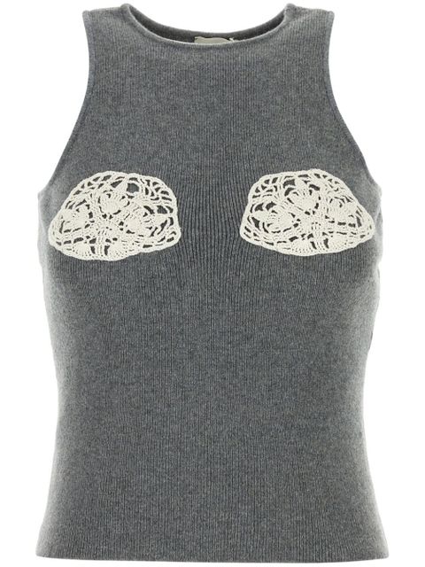 Magda Butrym crochet-detail knitted top - Grey - zdjęcie produktu nr 1