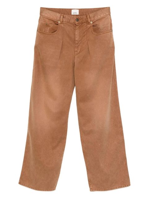 ISABEL MARANT pleat cotton straight-leg jeans - Brown - zdjęcie produktu nr 1