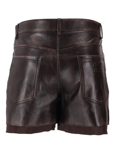 Miu Miu pocket leather shorts - Brown - zdjęcie produktu nr 2