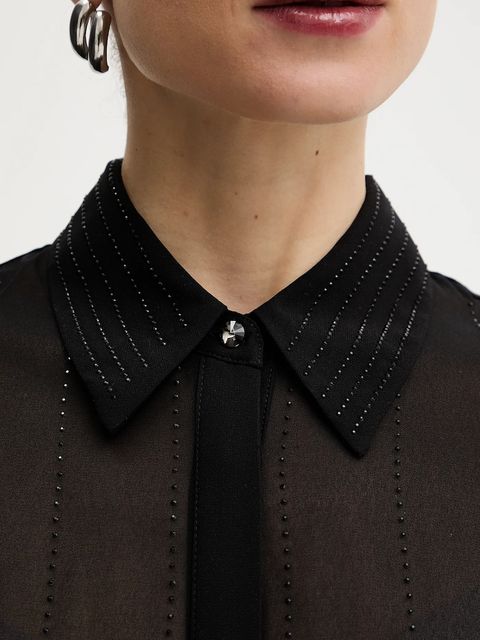 Morgan koszula damska kolor czarny regular z kołnierzykiem klasycznym CIMARO