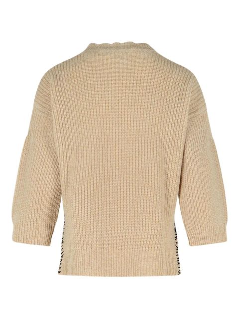 Marni logo-embroidered side-split sweater - Neutrals - zdjęcie produktu nr 2