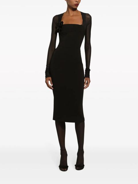 Dolce & Gabbana tulle-sleeve midi dress - Black