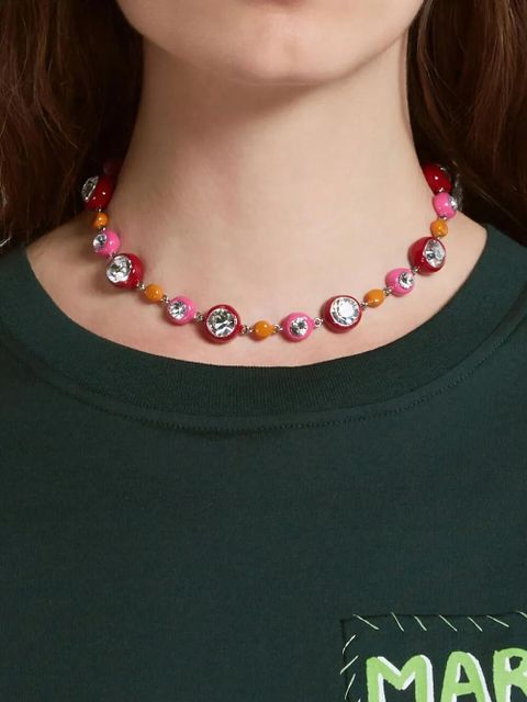 Marni rhinestone-embellished beaded necklace - Silver
