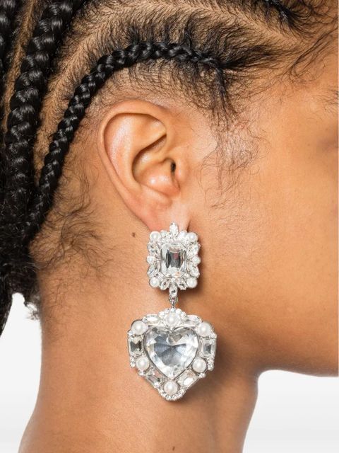 Self-Portrait crystal-pearl tiered-heart earrings - Silver - zdjęcie produktu nr 2
