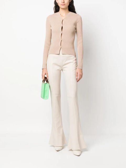 FENDI ribbed-knit cotton-blend cardigan - Neutrals