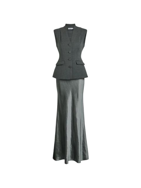Self-Portrait buttoned maxi dress - Grey - zdjęcie produktu nr 1