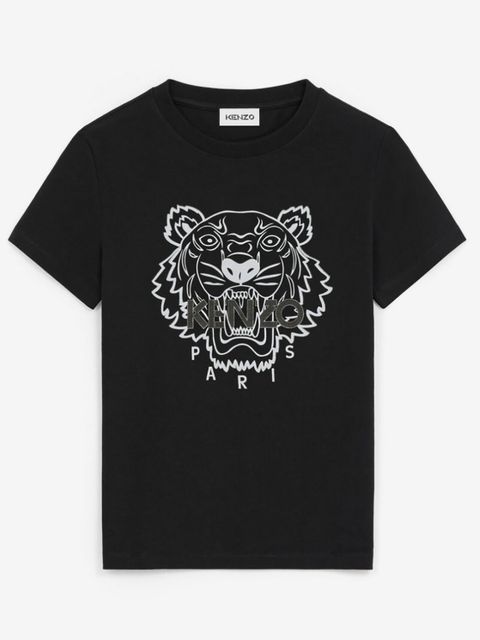 KENZO - Czarna koszulka z nadrukiem tygrysa