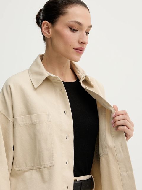 Weekend Max Mara koszula bawełniana RADENTE damska kolor beżowy relaxed z kołnierzykiem klasycznym 2615111081600