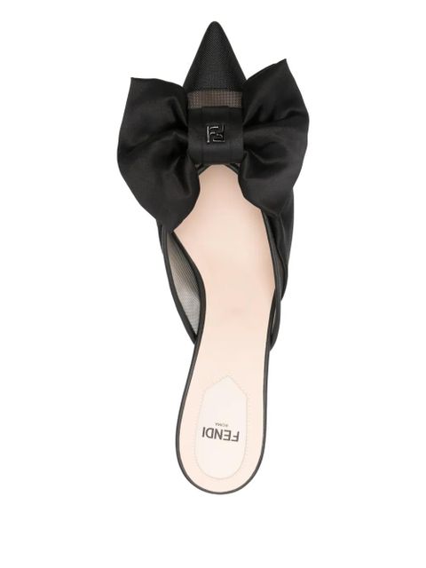 FENDI bow-detail mules - White