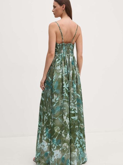 Sandro Ferrone sukienka kolor zielony maxi rozkloszowana SFS32XBDMAIS