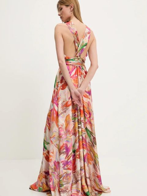 Answear.LAB sukienka kolor pomarańczowy maxi rozkloszowana