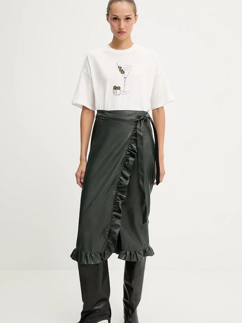 Never Fully Dressed spódnica kolor zielony midi prosta NFDSK749 - zdjęcie produktu nr 2