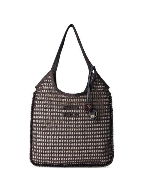 Miu Miu Ivy crochet-mesh tote bag - Brown - zdjęcie produktu nr 1