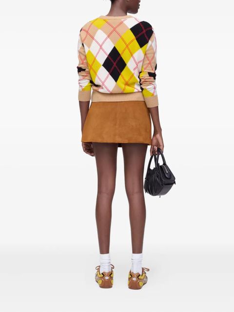 Marc Jacobs box-pleat suede mini skirt - Brown