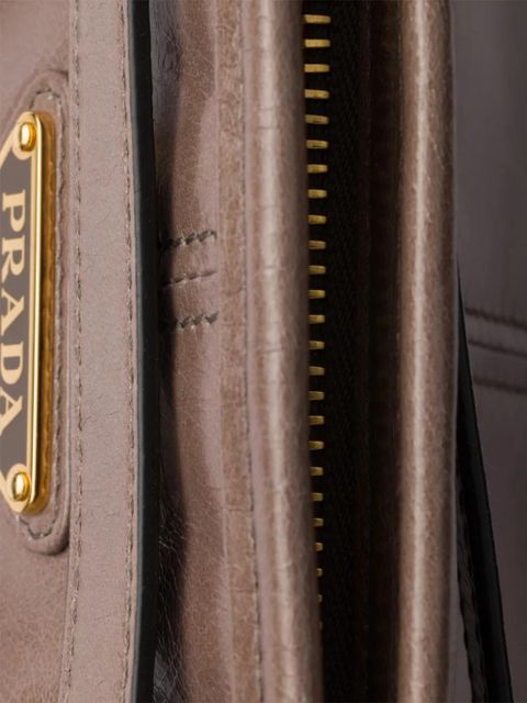 Prada large Bonnie leather tote bag - Brown