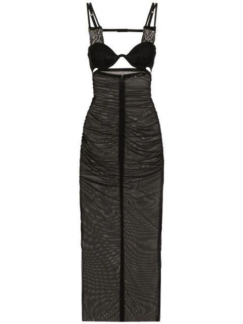 Dolce & Gabbana bustier-style sheer midi dress - Black - zdjęcie produktu nr 1