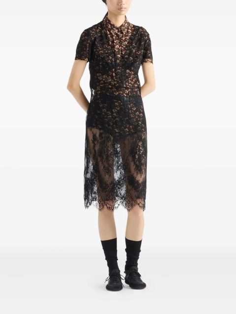 Prada scalloped lace mini dress - Black