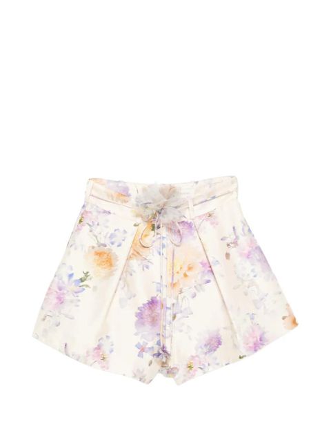 ZIMMERMANN Luna floral waist-tie shorts - Neutrals - zdjęcie produktu nr 1