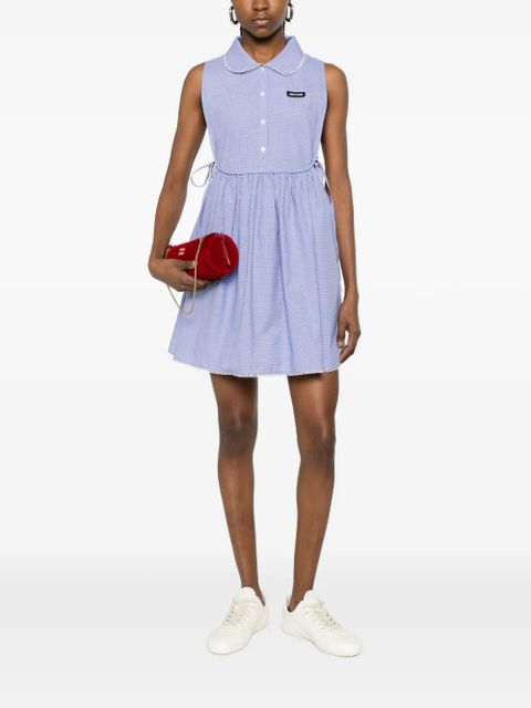 Miu Miu Peter Pan collar gingham dress - Blue - zdjęcie produktu nr 2