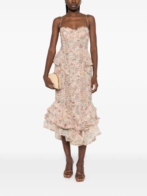 ZIMMERMANN Rebellion ruffled midi dress - Neutrals - zdjęcie produktu nr 2