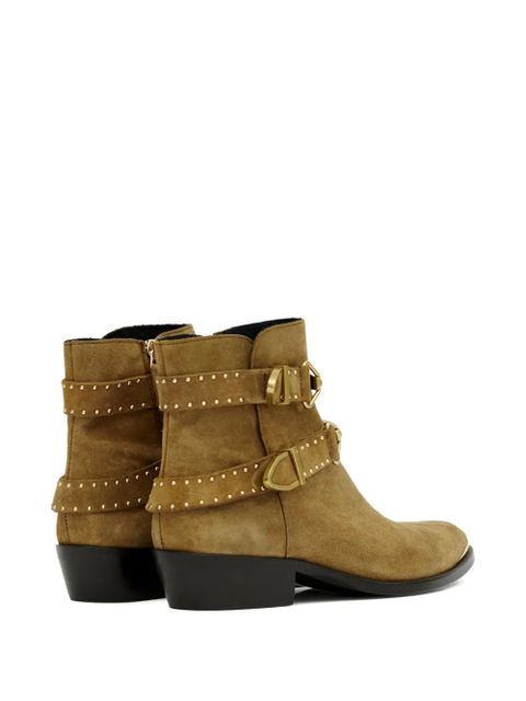 ISABEL MARANT Zalya buckle studded boots - Brown