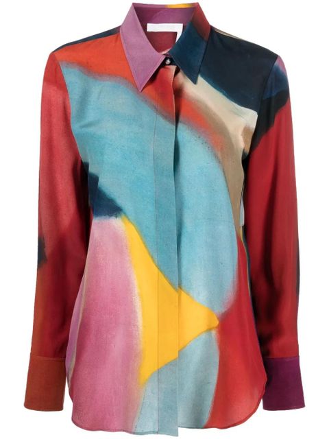 Chloé abstract-print silk shirt - Blue - zdjęcie produktu nr 1