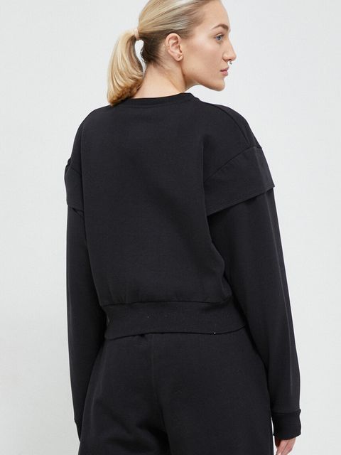 Reebok bluza damska kolor czarny gładka - zdjęcie produktu nr 2