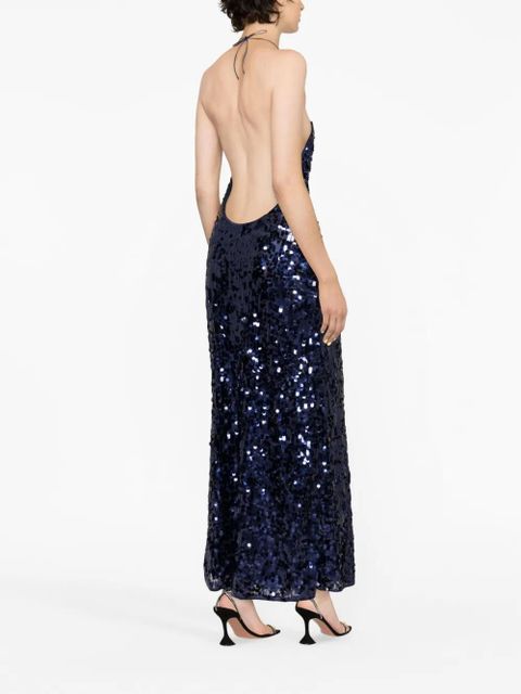 Oséree sequinned halterneck sleeveless dress - Blue