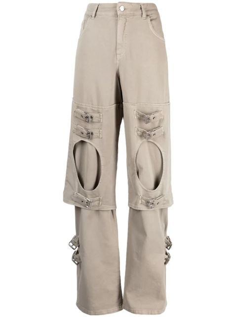 Blumarine buckle-detailed wide leg trousers - Grey - zdjęcie produktu nr 1