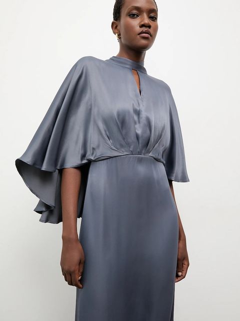 Answear.LAB sukienka kolor granatowy maxi rozkloszowana