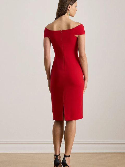 Lauren Ralph Lauren sukienka kolor czerwony midi dopasowana 253982167