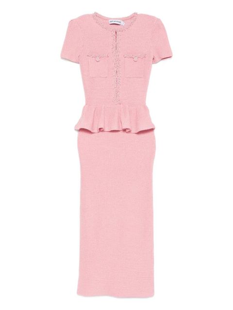 Self-Portrait peplum midi dress - Pink - zdjęcie produktu nr 1