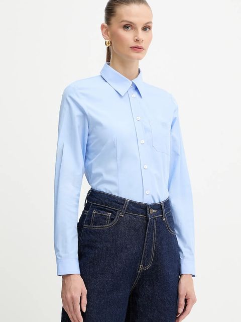 Marella koszula bawełniana damska kolor niebieski slim z kołnierzykiem klasycznym 2523116074200 - zdjęcie produktu nr 1