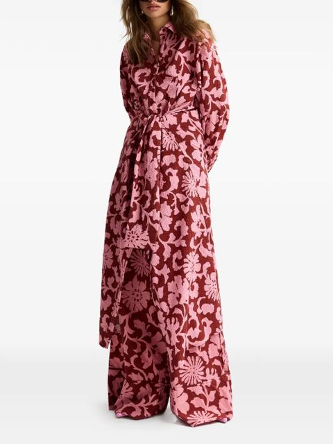 Essentiel Antwerp floral-print tie-waist shirt dress - Brown