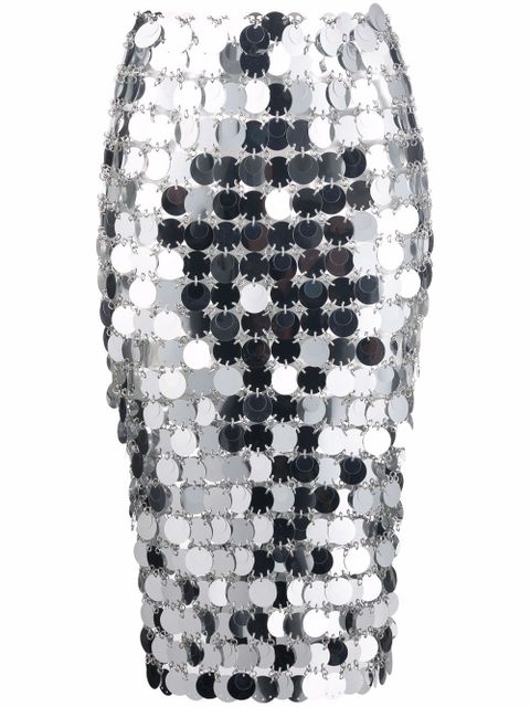 Rabanne mirror-effect sequin midi skirt - Grey - zdjęcie produktu nr 1