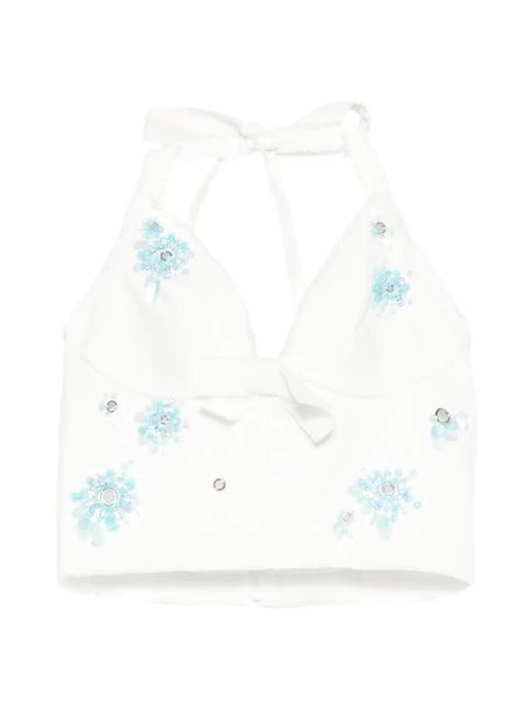 SHUSHU/TONG floral halterneck crop top - White - zdjęcie produktu nr 1
