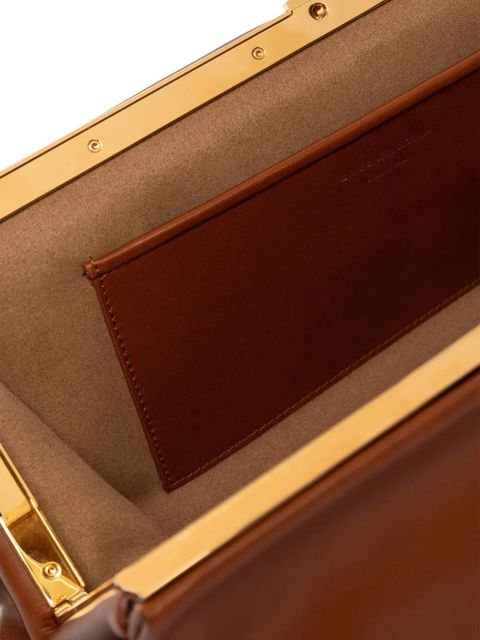 DRIES VAN NOTEN medium pleated-detail leather clutch bag - Brown