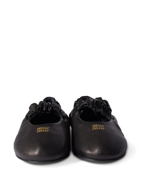 Miu Miu elasticated-detail ballet flats - Black