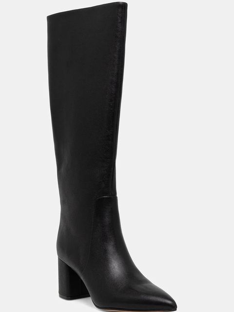 Twinset kozaki skórzane damskie kolor czarny na słupku 252TGT160 - zdjęcie produktu nr 1