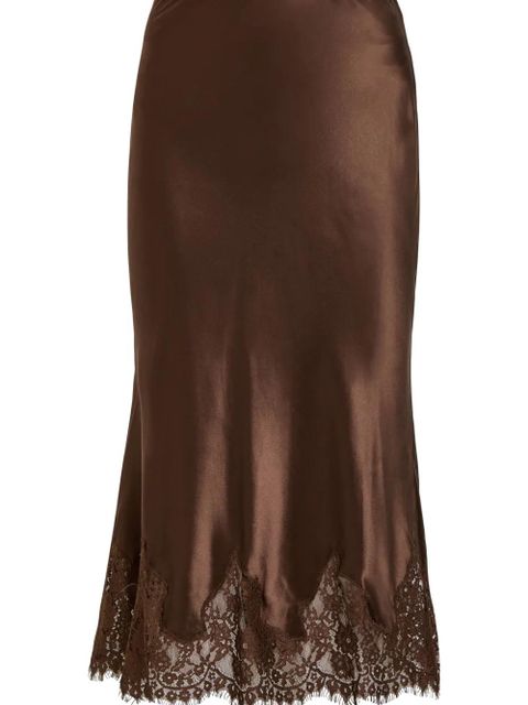 Reformation Carolina lace-detail midi skirt - Brown - zdjęcie produktu nr 2